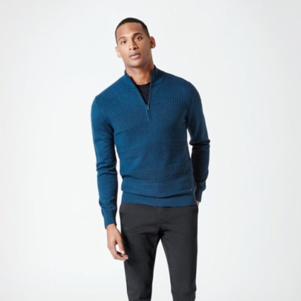 Porsche Design Men's Merino Wool Mock Neck Zip Sweater - M